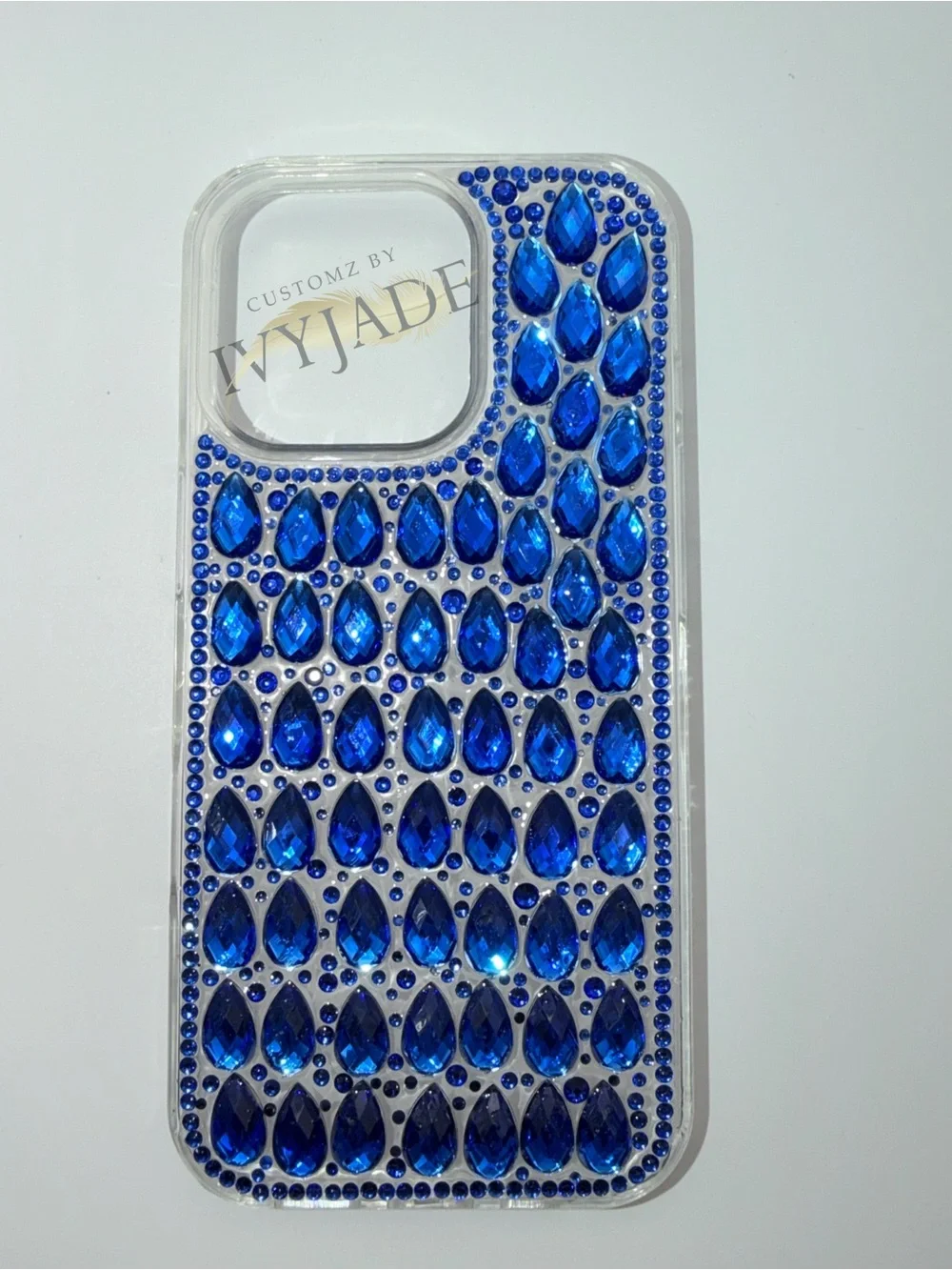 Iphone 16 pro blue rhinestone case